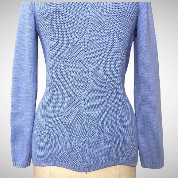 Talbots Pointelle Raglan Crew Neck Sweater XS Blue - Picture 4 of 9